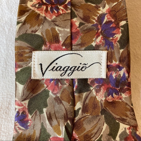 Viaggio Neck Tie Floral Spring Style 100% Silk One Size EUC - Picture 4 of 5